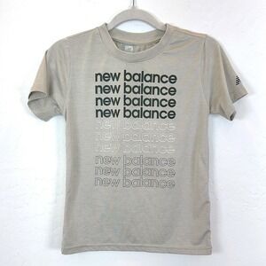 New Balance Kids Graphic Tee Shirt Tan Size 12‎ Short Sleeve Crew Neck Logo